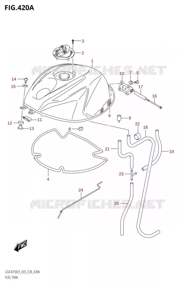 FUEL TANK (GSX-R750:L9:E03) Suzuki MOTO 750 GSX-R 2019  GSX-R750 L9 (E03,E28,E33)