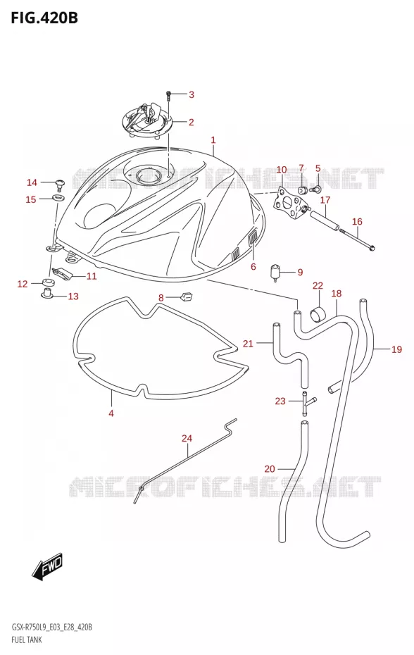 FUEL TANK (GSX-R750:L9:E28) Suzuki MOTO 750 GSX-R 2019  GSX-R750 L9 (E03,E28,E33)