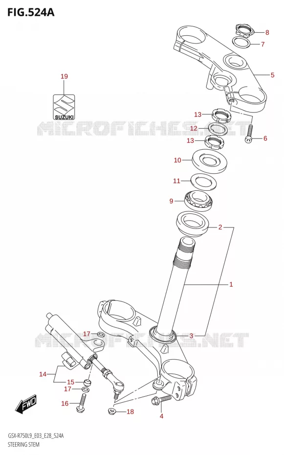 STEERING COLUMN Suzuki MOTO 750 GSX-R 2019  GSX-R750 L9 (E03,E28,E33)