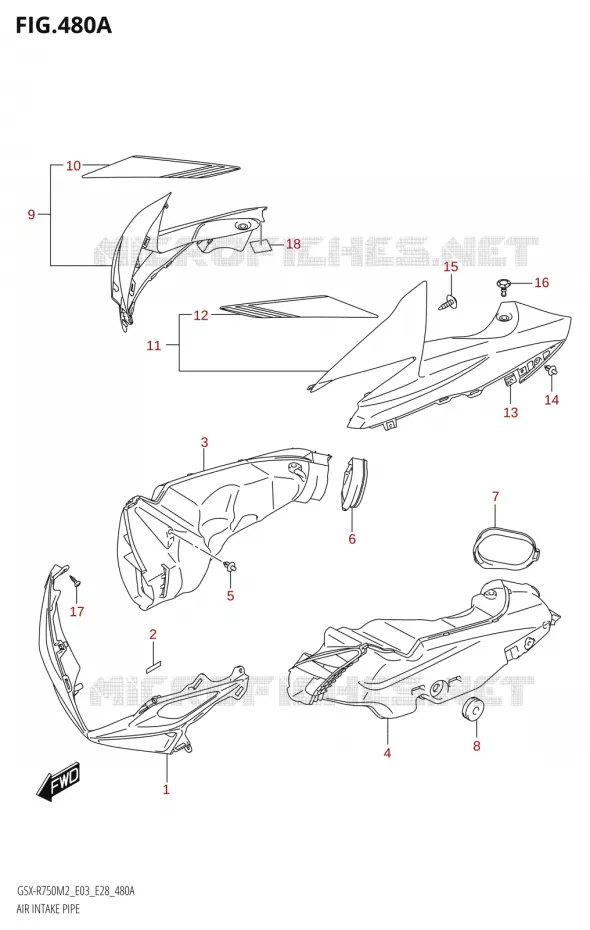 AIR INTAKE PIPE (GSX-R750) Suzuki MOTO 750 GSX-R 2022  GSX-R750 M2 (E03,E28,E33)