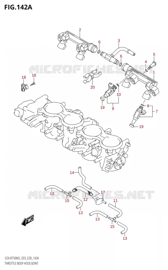 THROTTLE BODY HOSE/JOINT (E03,E28) Suzuki MOTO 750 GSX-R 2022  GSX-R750 M2 (E03,E28,E33)
