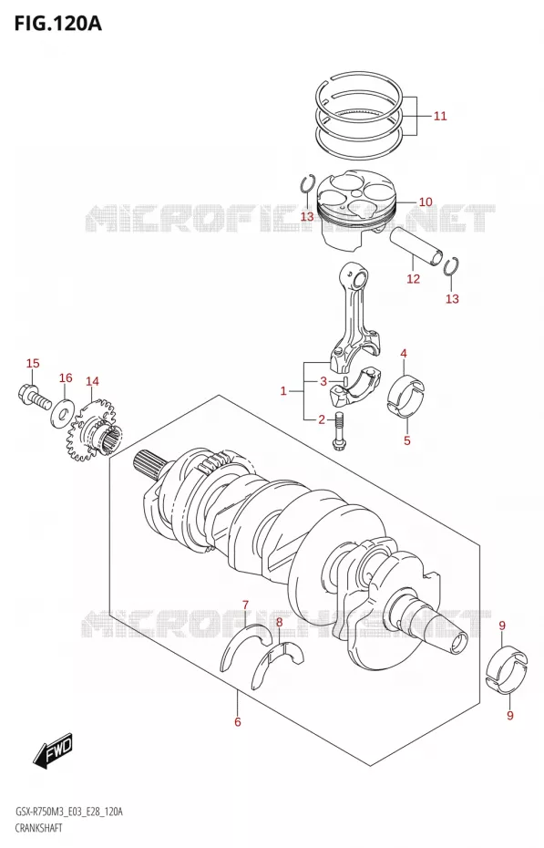 CRANKSHAFT Suzuki MOTO 750 GSX-R 2023  GSX-R750 M3 (E03,E28,E33)