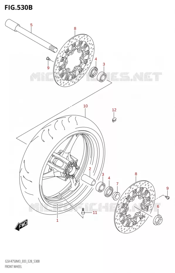 FRONT WHEEL (GSX-R750) Suzuki MOTO 750 GSX-R 2023  GSX-R750 M3 (E03,E28,E33)