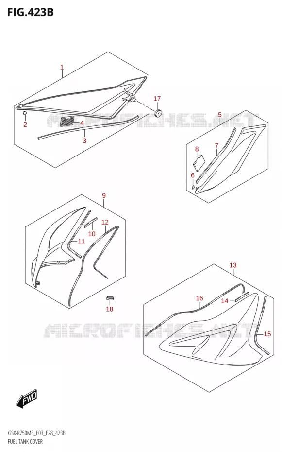FUEL TANK COVER (GSX-R750:E33) Suzuki MOTO 750 GSX-R 2023  GSX-R750 M3 (E03,E28,E33)