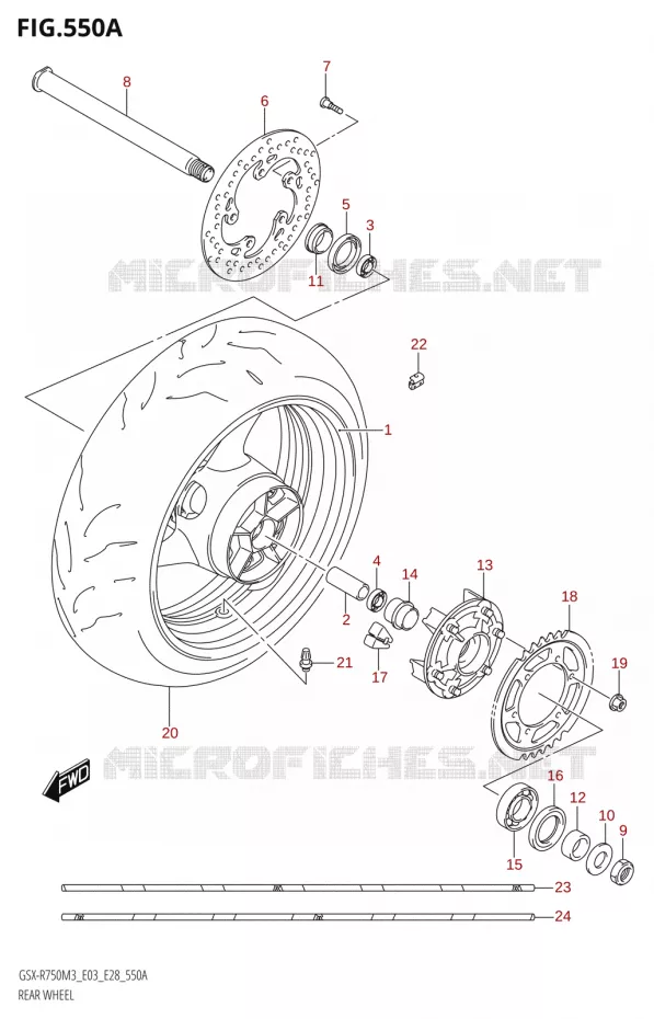 REAR WHEEL (GSX-R750Z) Suzuki MOTO 750 GSX-R 2023  GSX-R750 M3 (E03,E28,E33)