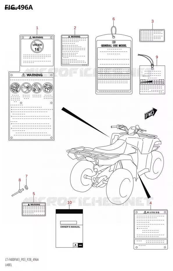 LABEL (P03) Suzuki QUAD 400 KINGQUAD 2023  LT-A400F M3 (P28)