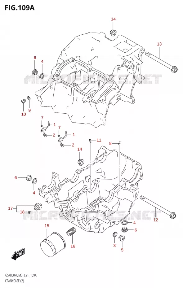 CRANKCASE (2) Suzuki MOTO 800 GSX 2023  GSX800RRQ M3 (E21)