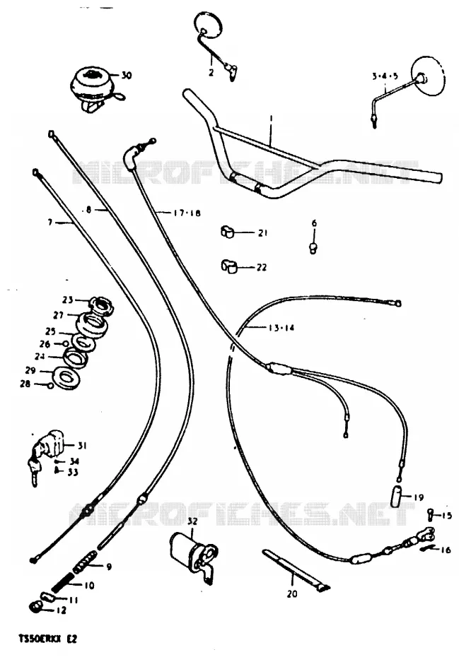HANDLEBAR - CABLES Suzuki MOTO 50 TS-ER 1981  TS50ERKDX(T/X)