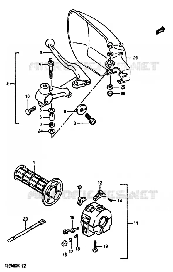 LEFT SWITCH - HANDGRIP (MODEL K E21,E24) Suzuki MOTO 250 TS-X 1987  TS250XH(E/G/H/J/K)