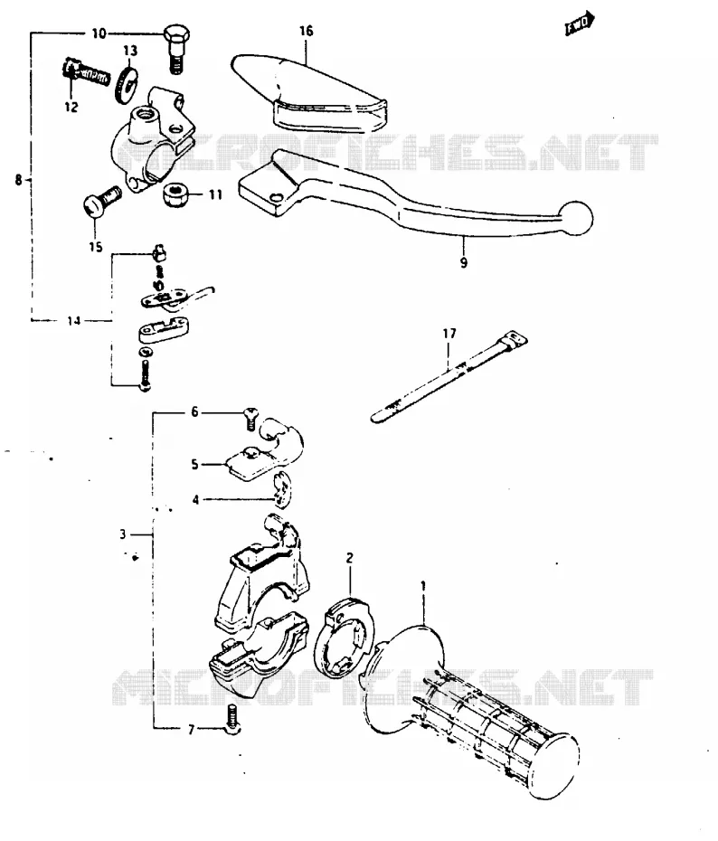 RIGHT SWITCH - HANDGRIP (MODEL E) Suzuki MOTO 125 TS-ER 1986  TS125EG(E/F/G)