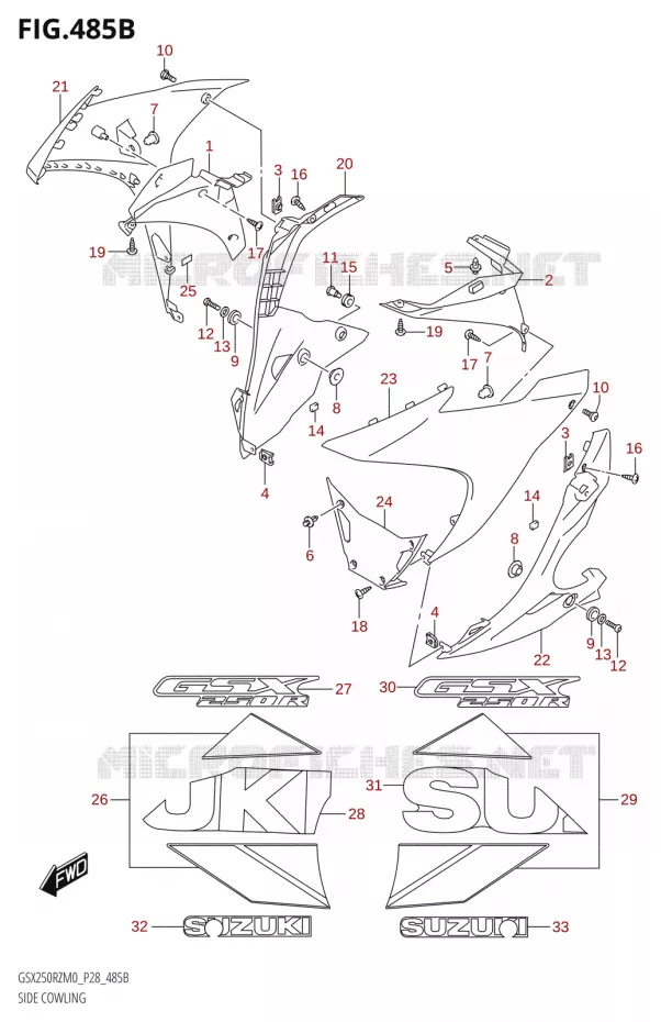 SIDE FAIRING (FOR QHW) Suzuki MOTO 250 GSX-R 2020  GSX250RZ M0 E03,E28,E33