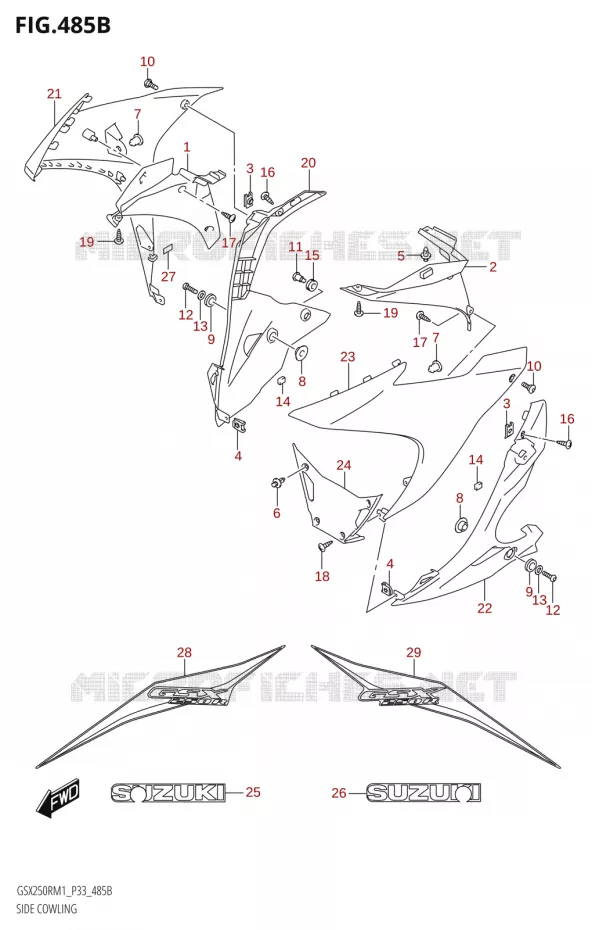 SIDE FAIRING (GSX250RA) Suzuki MOTO 250 GSX-R 2021  GSX250R M1 (P33)