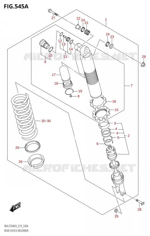 REAR SHOCK ABSORBER Suzuki MOTO 250 RM-Z 2023  RM-Z250 M3 (E19)