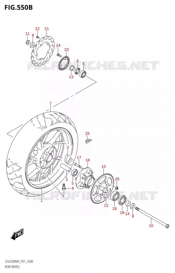 REAR WHEEL (GSX250RRLZ:M3:P01) Suzuki MOTO 250 GSX-R 2023  GSX250RRLJ M3 (P01)