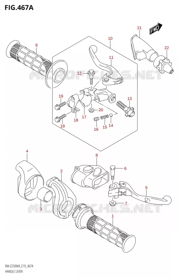 LEVERS - HANDGRIPS Suzuki MOTO 250 RM-Z 2024  RM-Z250 M4 (E19)