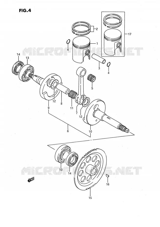 CRANKSHAFT Suzuki QUAD 80 QUADSPORT 1995  LT80S(P28)