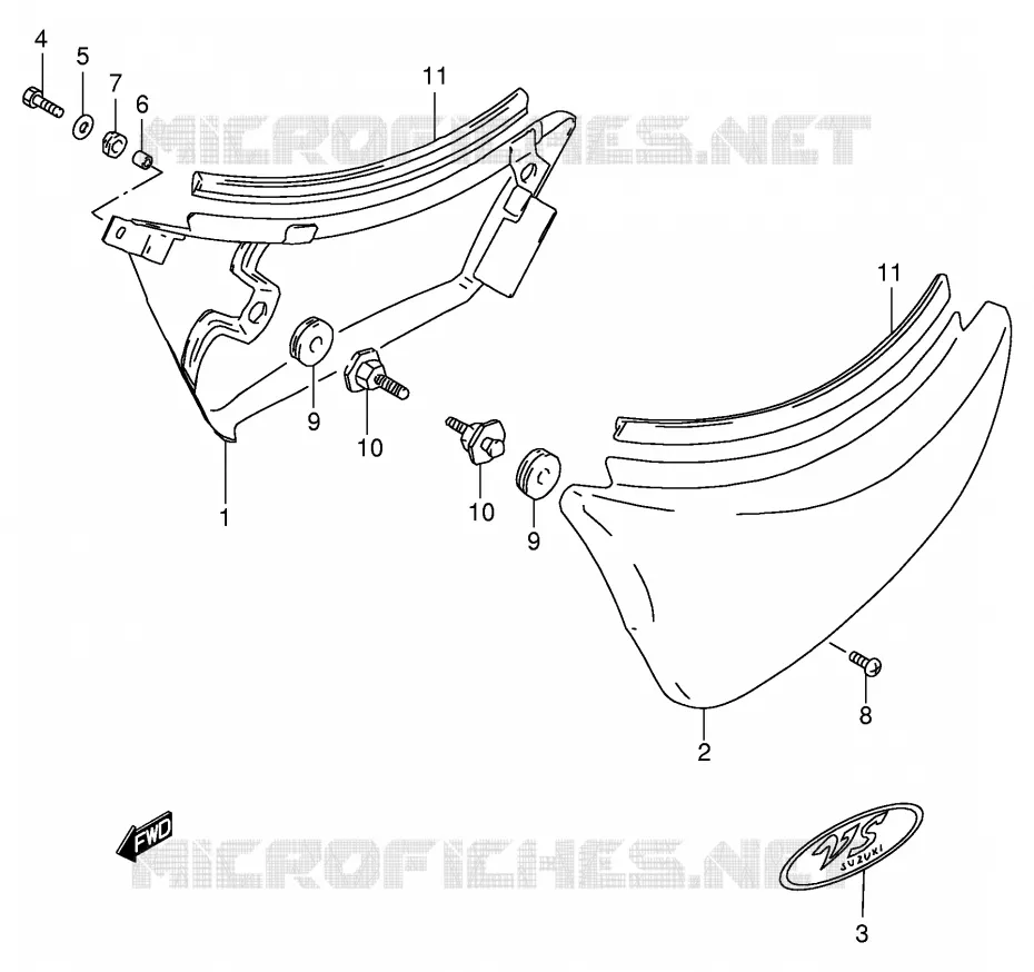 FAIRING (MODEL Y) Suzuki MOTO 800 INTRUDER 1998  VS800GLW(E2)