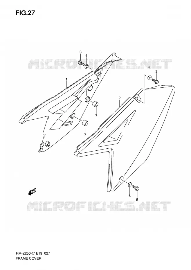 FAIRING Suzuki MOTO 250 RM-Z 2008  RM-Z250K8(E19)