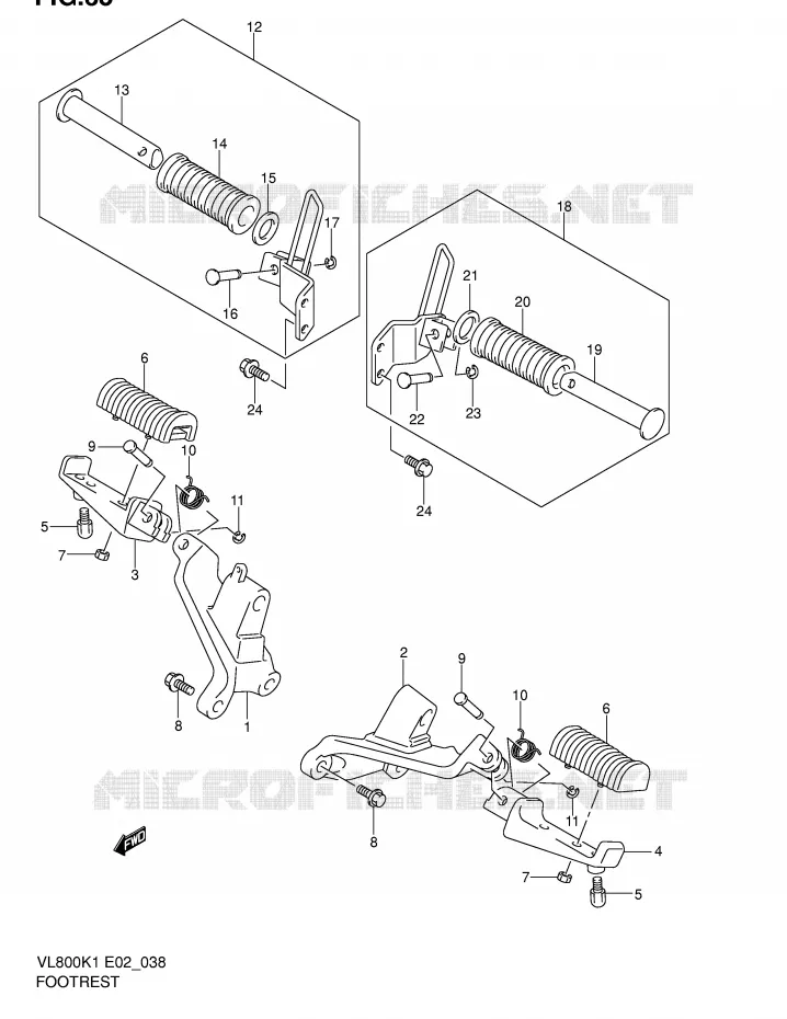 FOOTREST (MODEL K1/K2/K3/K4) Suzuki MOTO 800 VOLUSIA 2001  VL800K1(E2)