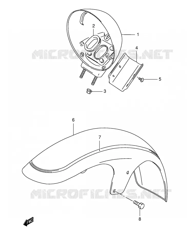 FRONT FENDER (MODEL K3) Suzuki MOTO 1400 INTRUDER 2000  VS1400GLPY(E2)