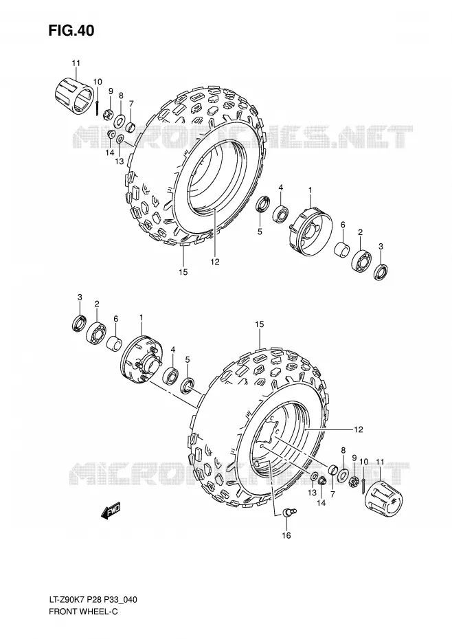 FRONT WHEEL Suzuki QUAD 90 QUADSPORT 2009  LT-Z90ZK9(P28/P33)
