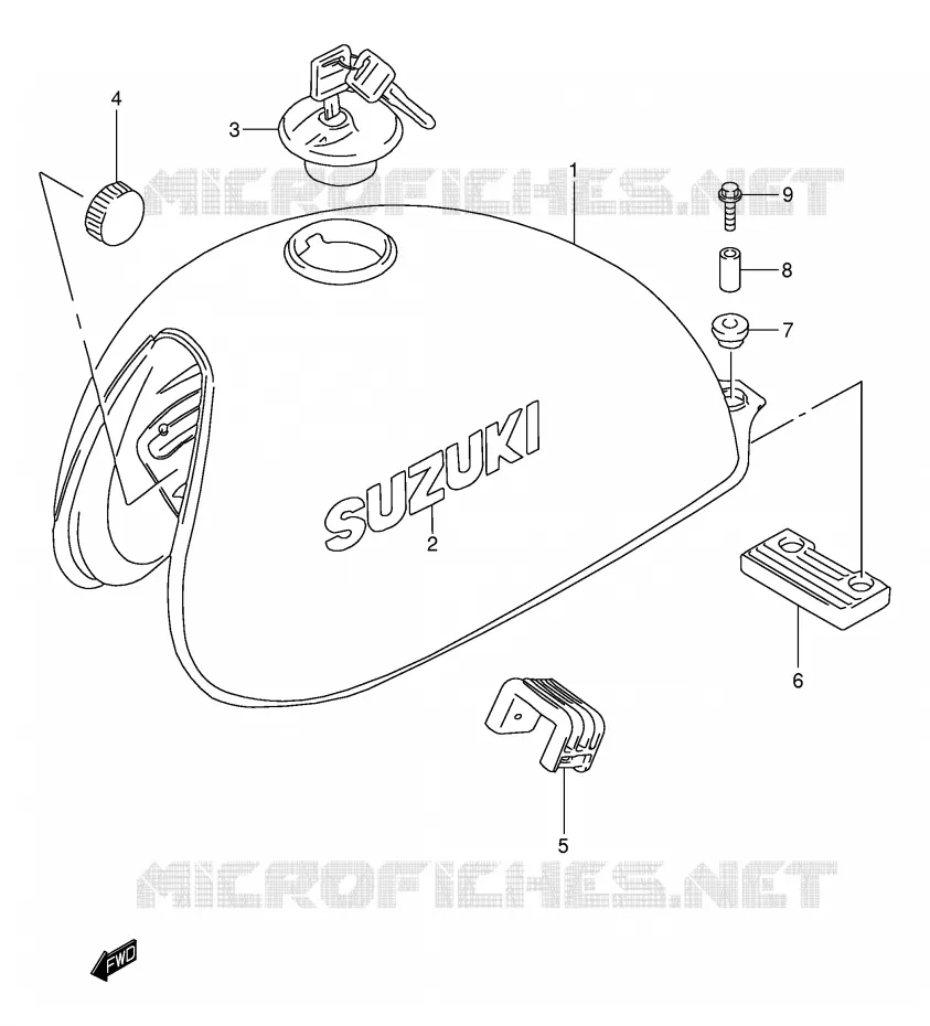 FUEL TANK (MODEL K1) Suzuki MOTO 250 TU 2000  TU250XY(E2)
