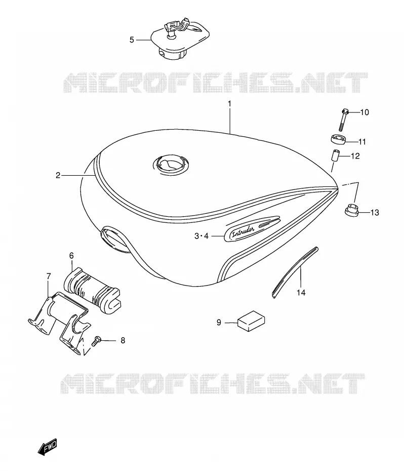 FUEL TANK (MODEL K3) Suzuki MOTO 1400 INTRUDER 1996  VS1400GLPT(E2)