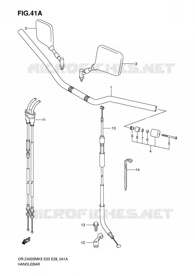 HANDLEBAR (MODEL K7/K8/K9) Suzuki MOTO 400 DR-Z 2007  DR-Z400SMK7(E3/E28)