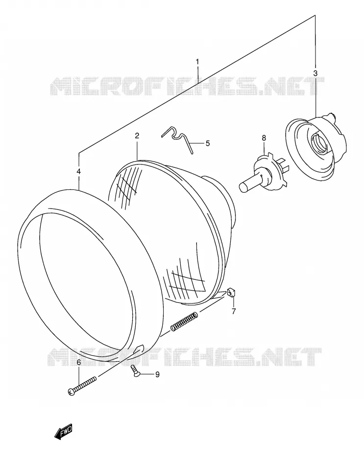 HEADLIGHT (MODEL W/X/Y E24) Suzuki MOTO 1500 INTRUDER 2002  VL1500K2(E2)