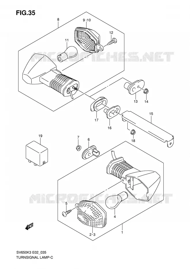 INDICATORS (NOTE) Suzuki MOTO 650 SV-S 2007  SV650SUAK7(E2)