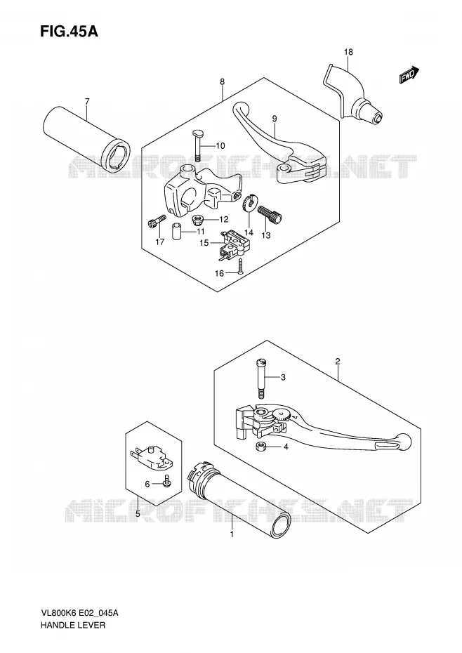 LEVERS - HANDGRIPS (MODEL K7/K8/K9/L0) Suzuki MOTO 800 VOLUSIA 2006  VL800CUEK6(E2)