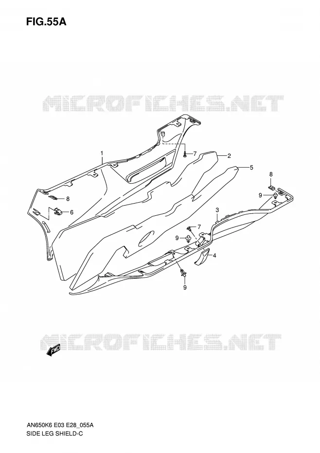 LOWER FAIRING (MODEL K7) Suzuki SCOOTER 650 BURGMAN 2009  AN650K9(E3/E28)