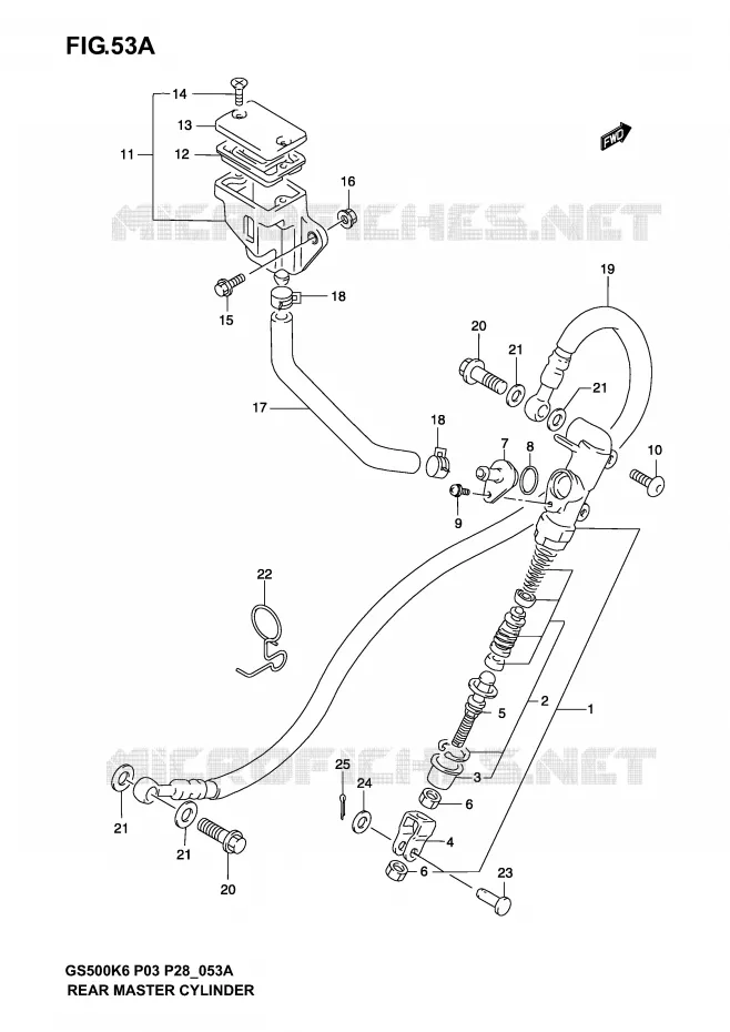 REAR BRAKE MASTER CYLINDER (MODEL K4/K5/K6) Suzuki MOTO 500 GS-F 2006  GS500FK6(P3)