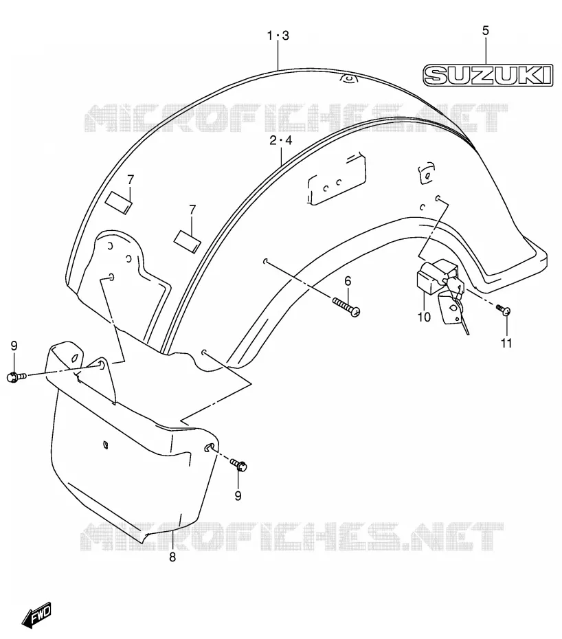 REAR FENDER (MODEL K3/K4) Suzuki MOTO 1500 INTRUDER 2000  VL1500Y(E2)