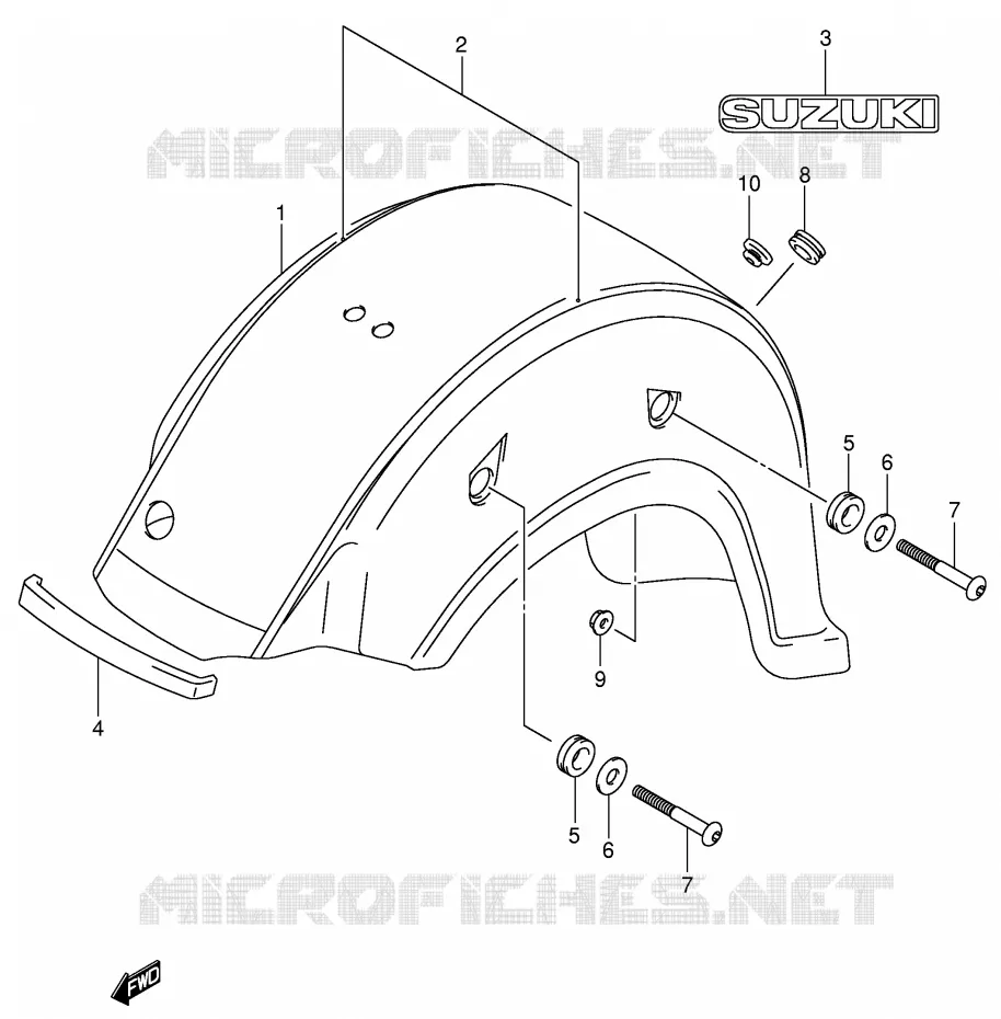 REAR FENDER (VL800K4) Suzuki MOTO 800 VOLUSIA 2002  VL800K2(E2)