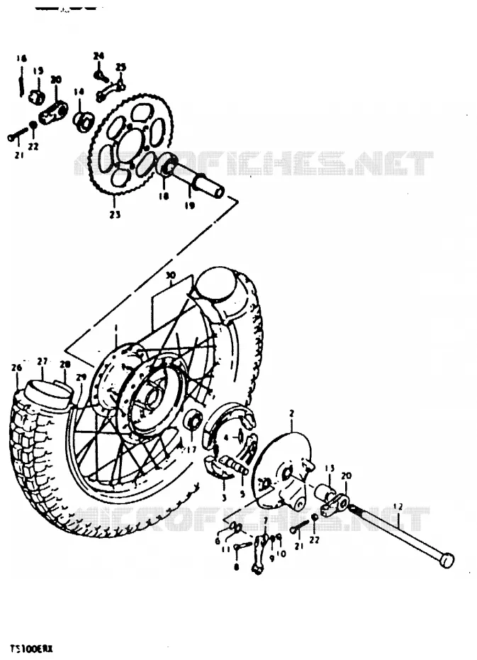 REAR WHEEL Suzuki MOTO 100 TS-ER 1996  TS100ERT(T/X)