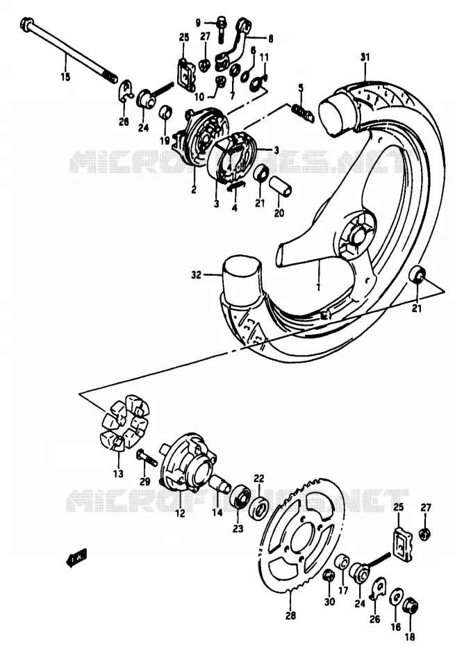 REAR WHEEL Suzuki MOTO 50 Autres-modeles 1991  TV50M(M/R)