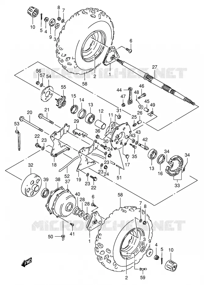 REAR WHEEL Suzuki QUAD 80 QUADSPORT 2002  LT80K2(P3/P28)