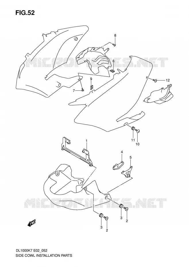 SIDE COWL INSTALLATION PARTS Suzuki MOTO 1000 V-STROM 2010  DL1000L0(P37)