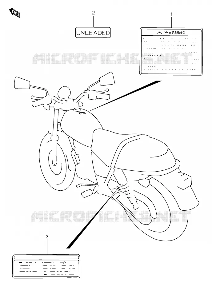 WARNING LABEL (MODEL V/W/X/Y) Suzuki MOTO 250 TU 2000  TU250XY(E2)