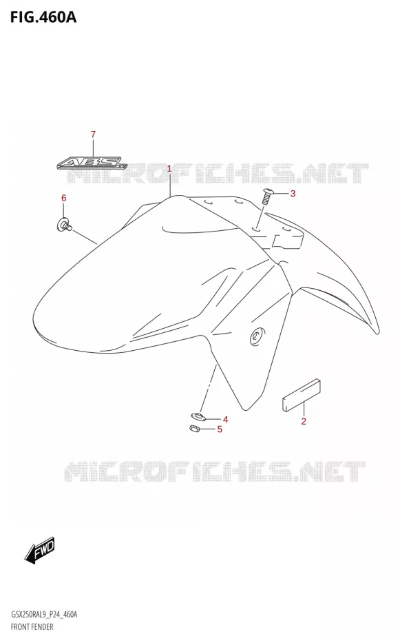 FRONT FENDER (GSX250RA:L9:P24) Suzuki MOTO 250 GSX-R 2019  GSX250RA L9/GSX250RZA L9 P24