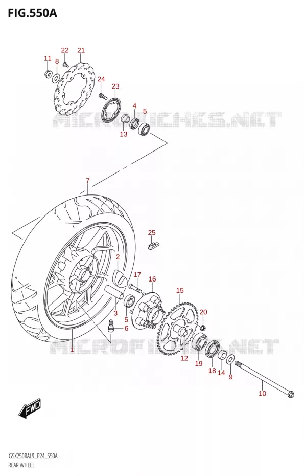 REAR WHEEL (GSX250RA:L9:P24) Suzuki MOTO 250 GSX-R 2019  GSX250RA L9/GSX250RZA L9 P24