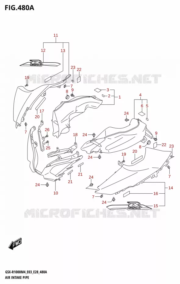AIR INTAKE PIPE (GSX-R1000A) Suzuki MOTO 1000 GSX-R 2024  GSX-R1000A M4 E03 E28 E33