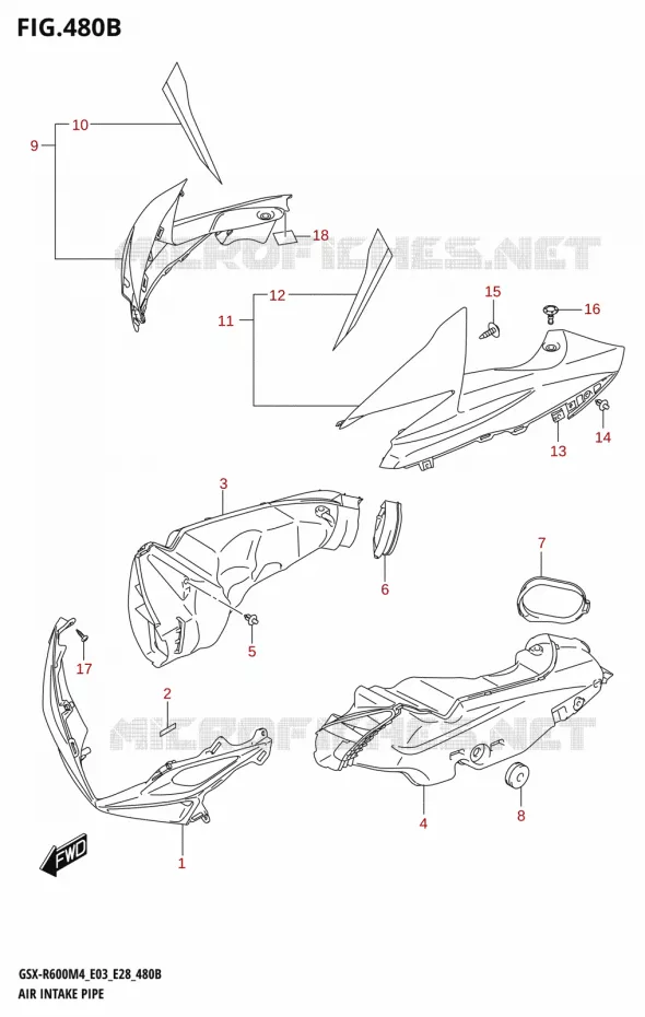 AIR INTAKE PIPE (GSX-R600Z) Suzuki MOTO 600 GSX-R 2024  GSX-R600 M4 (E03,E28,E33)
