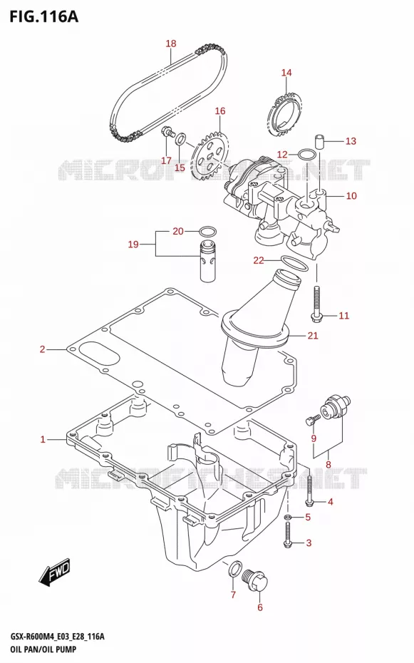 OIL PAN - OIL PUMP Suzuki MOTO 600 GSX-R 2024  GSX-R600 M4 (E03,E28,E33)