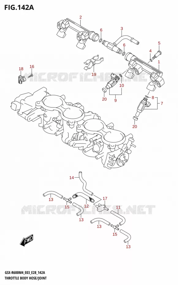 THROTTLE BODY HOSE/JOINT (E03,E28) Suzuki MOTO 600 GSX-R 2024  GSX-R600 M4 (E03,E28,E33)