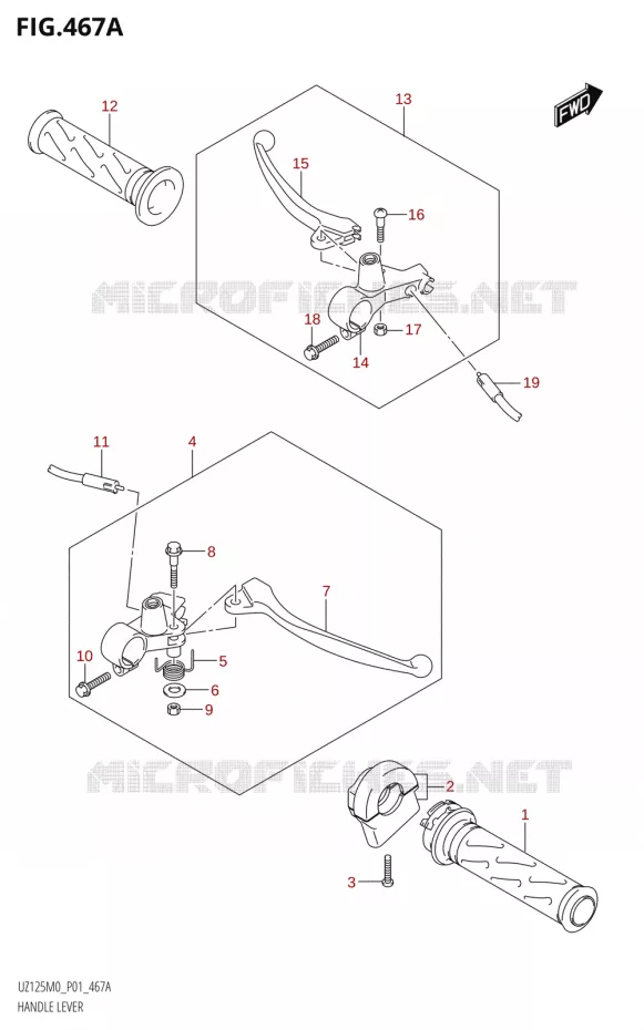 HANDGRIPS - LEVERS  Suzuki SCOOTER 125 ACCESS 2020  UZ125NE M0 (E01)