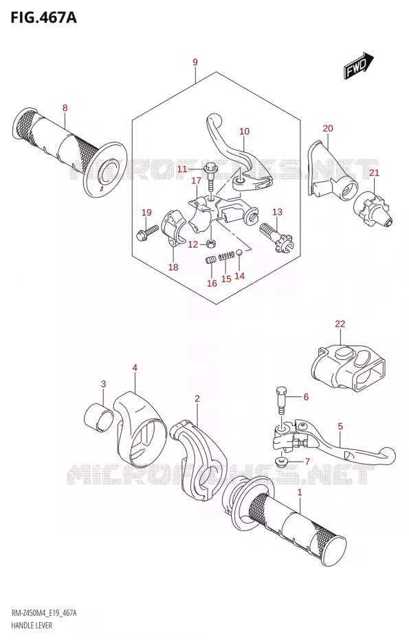 LEVERS - HANDGRIPS Suzuki MOTO 450 RM-Z 2024  RM-Z450 M4 (E19)