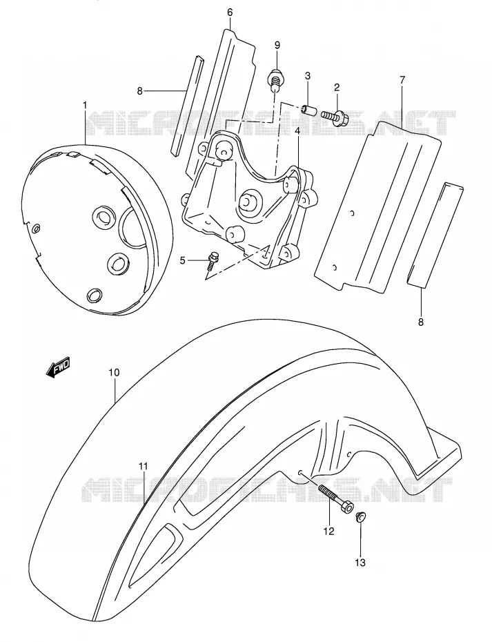 FRONT FENDER (MODEL W/X) Suzuki MOTO 1500 INTRUDER 2000  VL1500Y(E2)