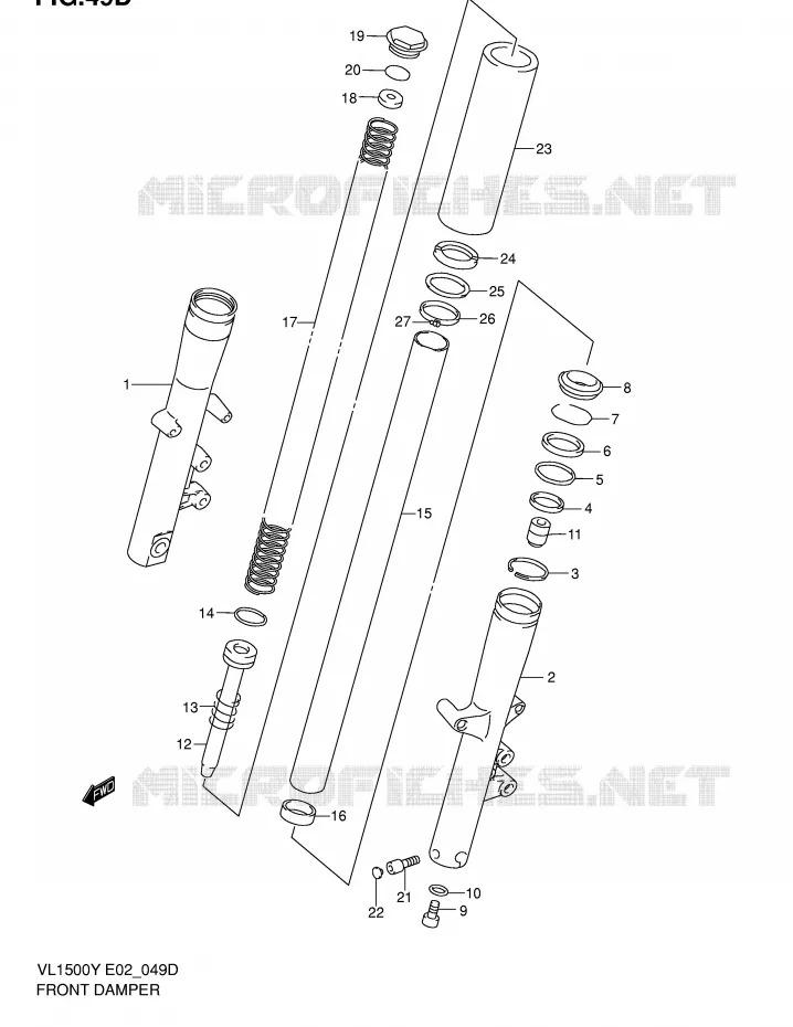 FRONT FORK (MODEL K2/K3/K4) Suzuki MOTO 1500 INTRUDER 2000  VL1500Y(E2)
